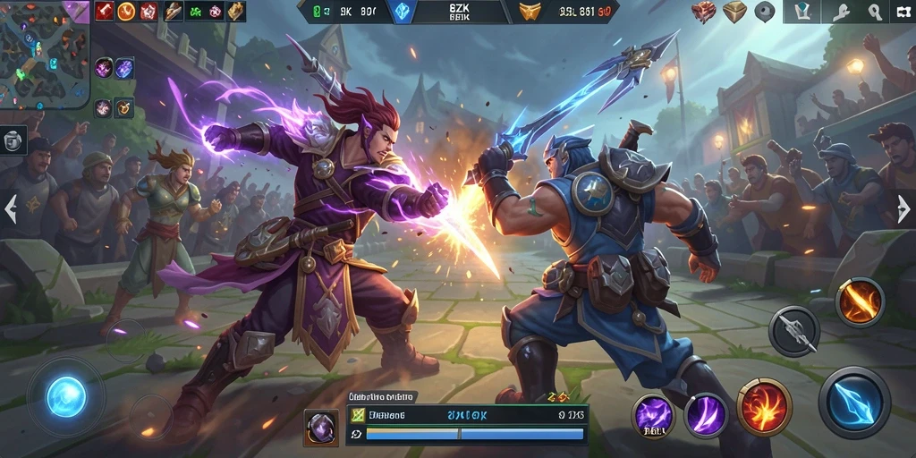 Tampilan aksi seru dalam game MOBA 8ZK yang penuh strategi.