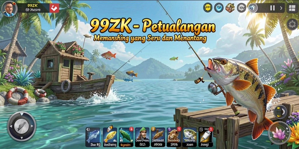 Gameplay seru di 99ZK dengan berbagai jenis ikan dan lokasi memancing.