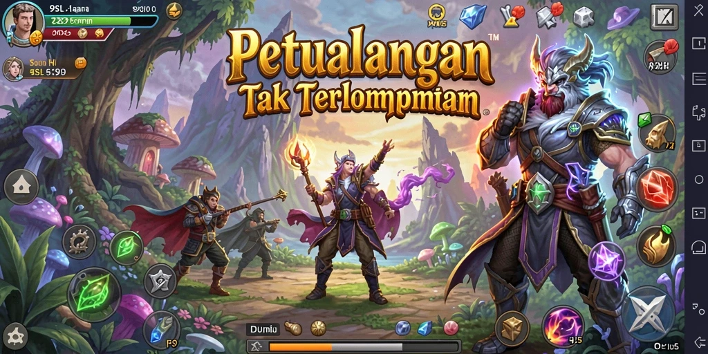 Screenshot gameplay 9SL yang menunjukkan aksi petualangan yang mendebarkan.