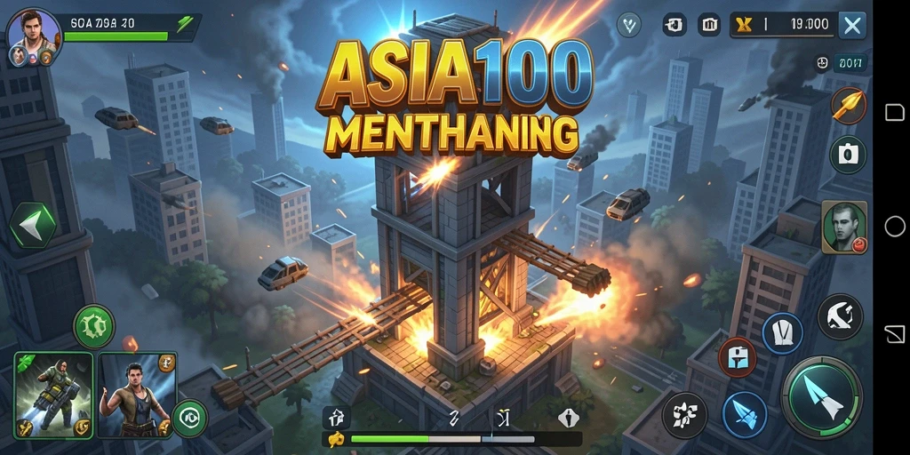 Tampilan gameplay ASIA100 yang intens dan mendebarkan dalam Tower Defense.