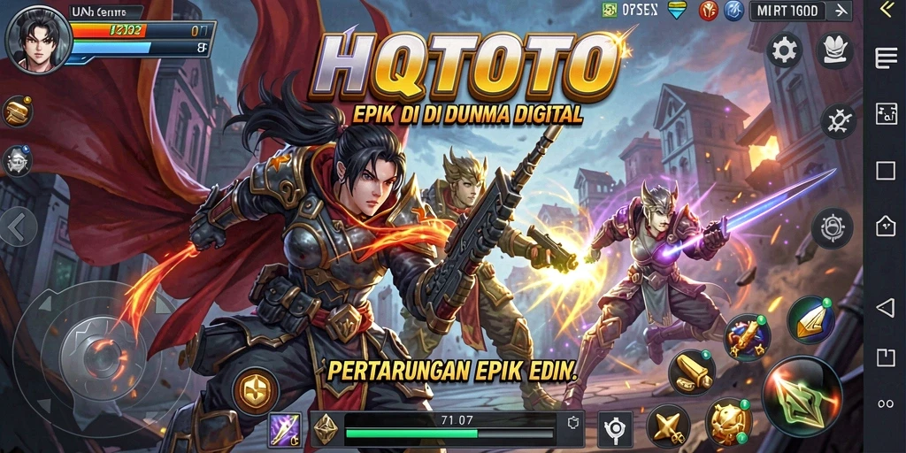 Tangkapan layar utama HQTOTO menampilkan pertarungan mendebarkan antara dua karakter.