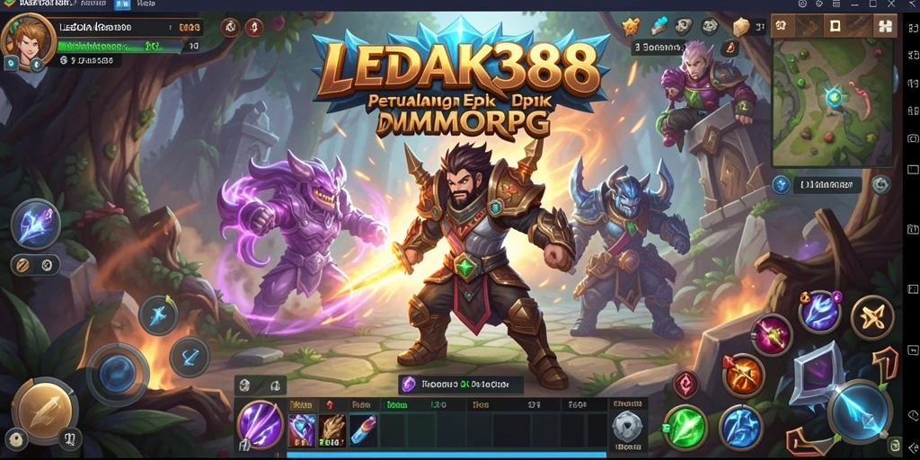 Screenshot utama LEDAK388 memperlihatkan pertarungan seru dalam arena MMORPG.