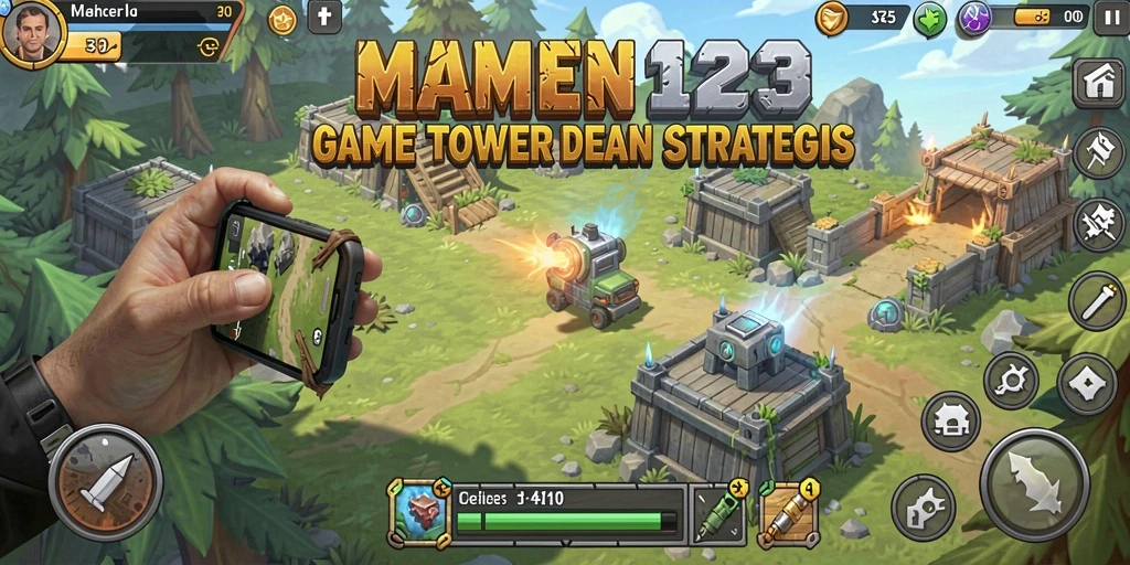 Tampilan gameplay seru MAMEN123 dengan pertahanan yang strategis.