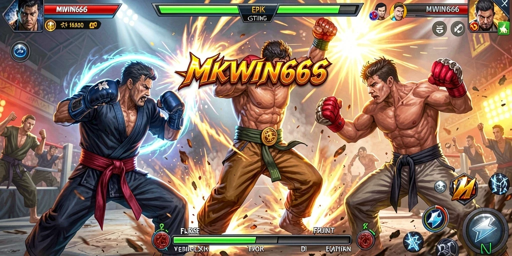 Tampilan pertarungan aksi dari gameplay MKWIN666 yang mendebarkan.