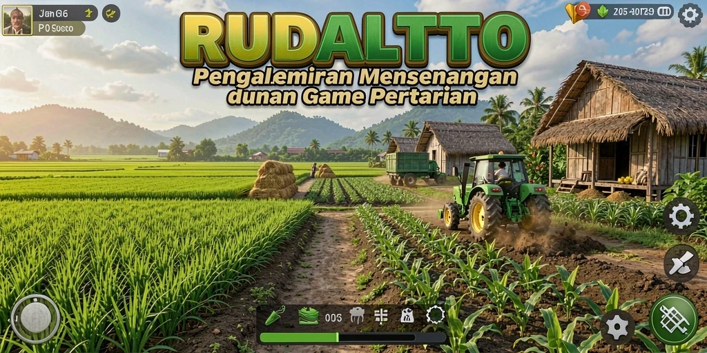 Screenshot gameplay <strong>RUDALTOTO</strong> menampilkan ladang yang indah dan aktivitas bertani.
