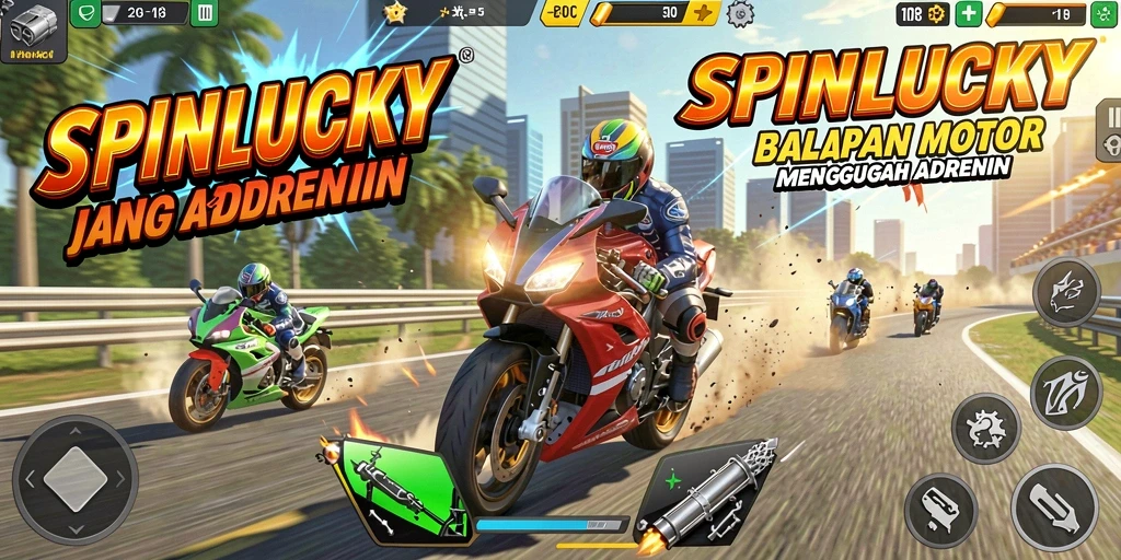 Tampilan gameplay balapan motor yang mendebarkan.
